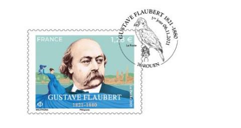 Timbre Gustave Flaubert émis par La Poste
